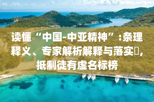 讀懂“中國-中亞精神”:條理釋義、專家解析解釋與落實?,抵制徒有虛名標(biāo)榜