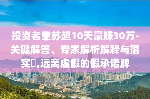 投資者靠蘇超10天豪賺30萬-關(guān)鍵解答、專家解析解釋與落實?,遠離虛假的假承諾牌