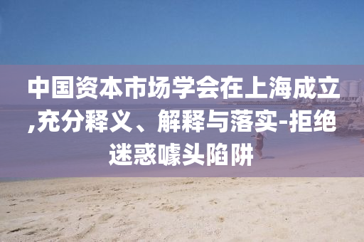 中國資本市場學(xué)會在上海成立,充分釋義、解釋與落實-拒絕迷惑噱頭陷阱