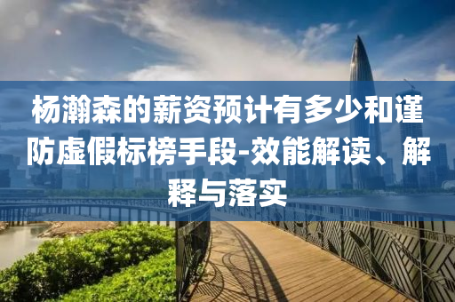 楊瀚森的薪資預計有多少和謹防虛假標榜手段-效能解讀、解釋與落實