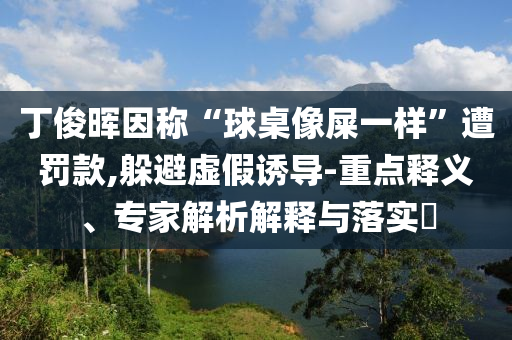 丁俊暉因稱“球桌像屎一樣”遭罰款,躲避虛假誘導(dǎo)-重點(diǎn)釋義、專家解析解釋與落實(shí)?