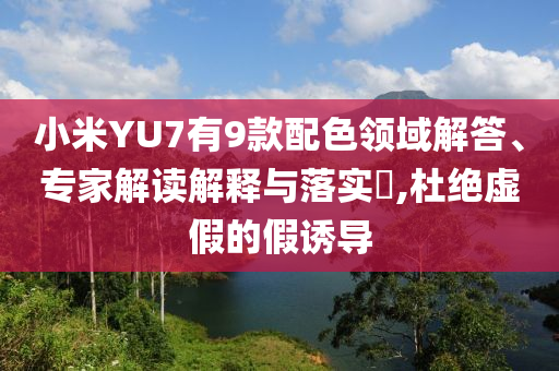 小米YU7有9款配色領(lǐng)域解答、專家解讀解釋與落實(shí)?,杜絕虛假的假誘導(dǎo)