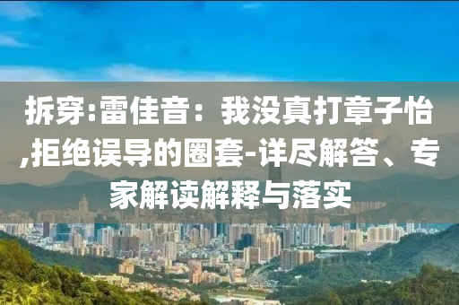 拆穿:雷佳音：我沒真打章子怡,拒絕誤導(dǎo)的圈套-詳盡解答、專家解讀解釋與落實