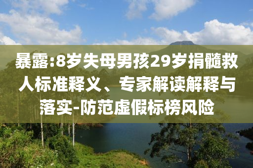 暴露:8歲失母男孩29歲捐髓救人標準釋義、專家解讀解釋與落實-防范虛假標榜風險