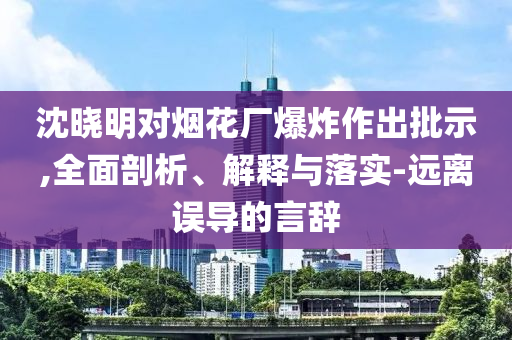 沈曉明對煙花廠爆炸作出批示,全面剖析、解釋與落實-遠離誤導的言辭