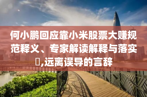 何小鵬回應靠小米股票大賺規(guī)范釋義、專家解讀解釋與落實?,遠離誤導的言辭
