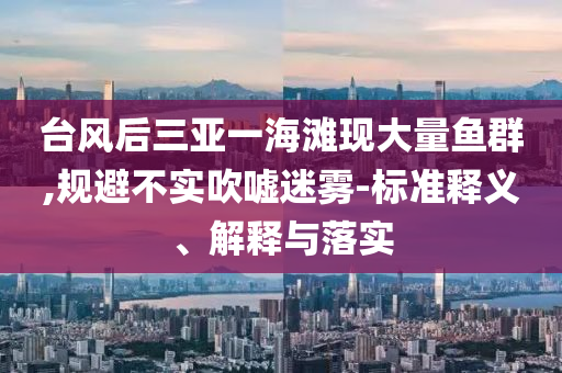 臺風(fēng)后三亞一海灘現(xiàn)大量魚群,規(guī)避不實吹噓迷霧-標(biāo)準(zhǔn)釋義、解釋與落實