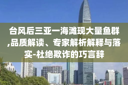 臺風后三亞一海灘現(xiàn)大量魚群,品質解讀、專家解析解釋與落實-杜絕欺詐的巧言辭
