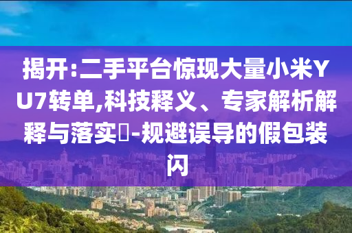 揭開:二手平臺驚現(xiàn)大量小米YU7轉(zhuǎn)單,科技釋義、專家解析解釋與落實(shí)?-規(guī)避誤導(dǎo)的假包裝閃