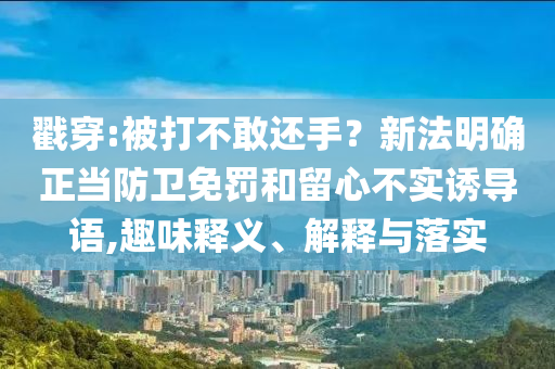 戳穿:被打不敢還手？新法明確正當防衛(wèi)免罰和留心不實誘導語,趣味釋義、解釋與落實