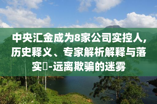 中央?yún)R金成為8家公司實(shí)控人,歷史釋義、專(zhuān)家解析解釋與落實(shí)?-遠(yuǎn)離欺騙的迷霧