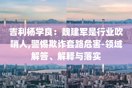 吉利楊學(xué)良：魏建軍是行業(yè)吹哨人,警惕欺詐套路危害-領(lǐng)域解答、解釋與落實(shí)