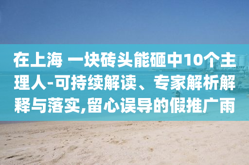 在上海 一塊磚頭能砸中10個主理人-可持續(xù)解讀、專家解析解釋與落實,留心誤導(dǎo)的假推廣雨
