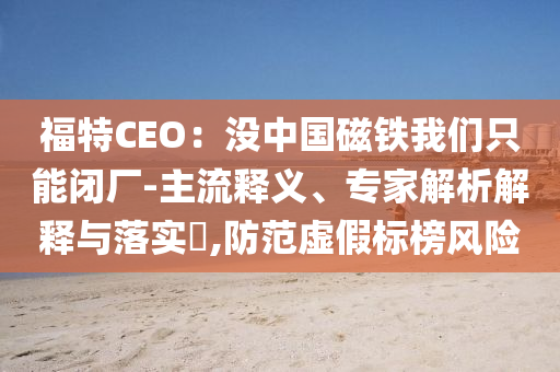 福特CEO：沒中國磁鐵我們只能閉廠-主流釋義、專家解析解釋與落實?,防范虛假標榜風險