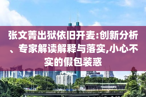 張文菁出獄依舊開麥:創(chuàng)新分析、專家解讀解釋與落實,小心不實的假包裝惑