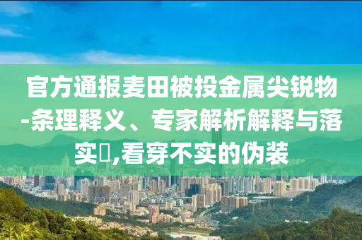 官方通報(bào)麥田被投金屬尖銳物-條理釋義、專家解析解釋與落實(shí)?,看穿不實(shí)的偽裝