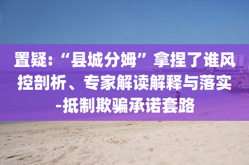 置疑:“縣城分姆”拿捏了誰風(fēng)控剖析、專家解讀解釋與落實(shí)-抵制欺騙承諾套路