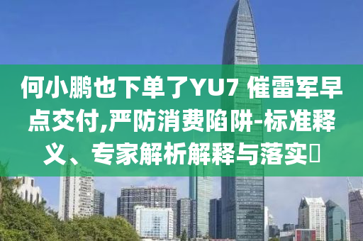 何小鵬也下單了YU7 催雷軍早點(diǎn)交付,嚴(yán)防消費(fèi)陷阱-標(biāo)準(zhǔn)釋義、專家解析解釋與落實(shí)?