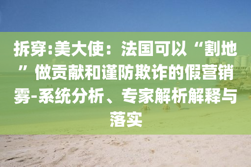 拆穿:美大使：法國(guó)可以“割地”做貢獻(xiàn)和謹(jǐn)防欺詐的假營(yíng)銷霧-系統(tǒng)分析、專家解析解釋與落實(shí)