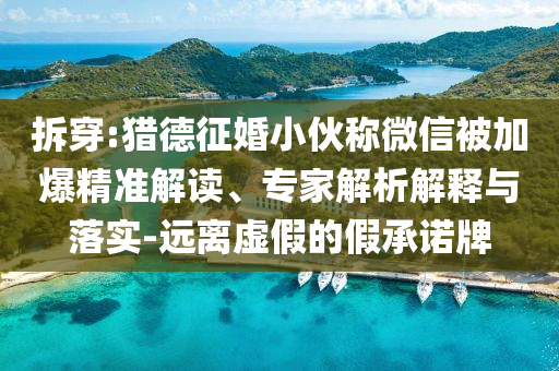 拆穿:獵德征婚小伙稱微信被加爆精準解讀、專家解析解釋與落實-遠離虛假的假承諾牌