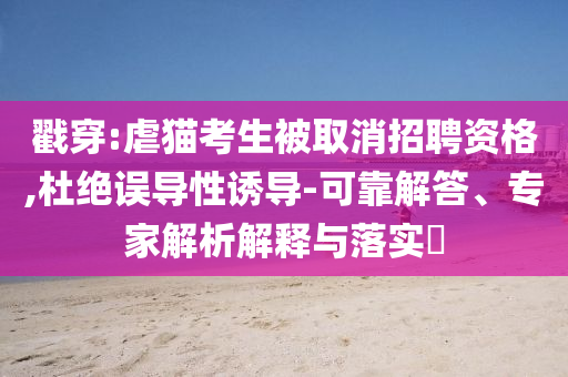 戳穿:虐貓考生被取消招聘資格,杜絕誤導(dǎo)性誘導(dǎo)-可靠解答、專家解析解釋與落實(shí)?