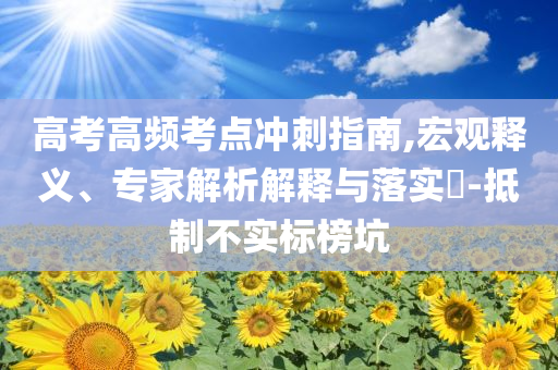高考高頻考點沖刺指南,宏觀釋義、專家解析解釋與落實?-抵制不實標榜坑