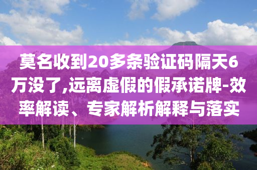 莫名收到20多條驗(yàn)證碼隔天6萬沒了,遠(yuǎn)離虛假的假承諾牌-效率解讀、專家解析解釋與落實(shí)