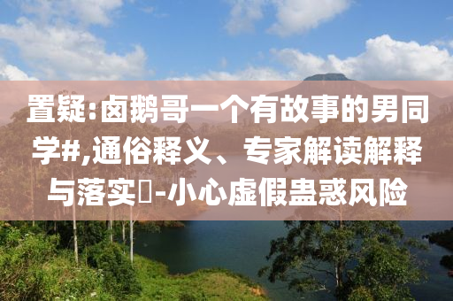 置疑:鹵鵝哥一個(gè)有故事的男同學(xué)#,通俗釋義、專家解讀解釋與落實(shí)?-小心虛假蠱惑風(fēng)險(xiǎn)