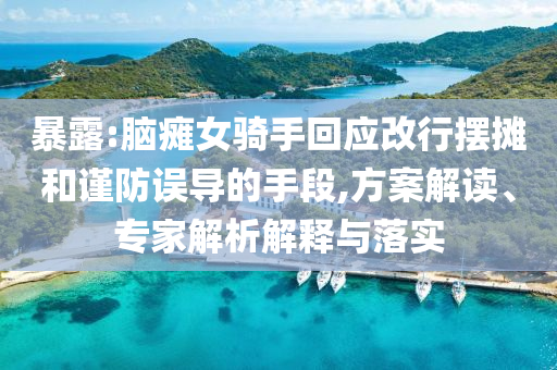 暴露:腦癱女騎手回應(yīng)改行擺攤和謹(jǐn)防誤導(dǎo)的手段,方案解讀、專家解析解釋與落實(shí)