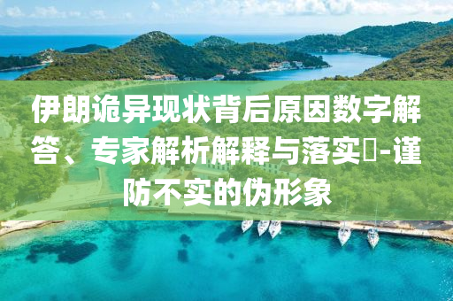 伊朗詭異現(xiàn)狀背后原因數(shù)字解答、專家解析解釋與落實(shí)?-謹(jǐn)防不實(shí)的偽形象