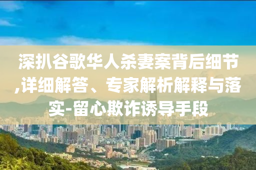 深扒谷歌華人殺妻案背后細(xì)節(jié),詳細(xì)解答、專家解析解釋與落實-留心欺詐誘導(dǎo)手段