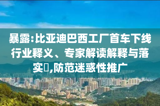 暴露:比亞迪巴西工廠首車(chē)下線行業(yè)釋義、專(zhuān)家解讀解釋與落實(shí)?,防范迷惑性推廣