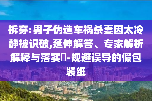 拆穿:男子偽造車禍殺妻因太冷靜被識破,延伸解答、專家解析解釋與落實(shí)?-規(guī)避誤導(dǎo)的假包裝紙