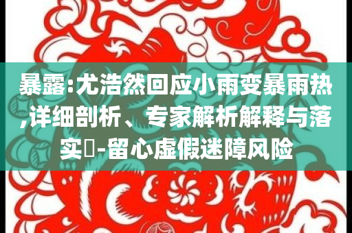 暴露:尤浩然回應(yīng)小雨變暴雨熱,詳細(xì)剖析、專家解析解釋與落實(shí)?-留心虛假迷障風(fēng)險(xiǎn)