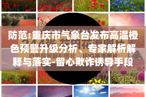 防范:重慶市氣象臺發(fā)布高溫橙色預(yù)警升級分析、專家解析解釋與落實-留心欺詐誘導(dǎo)手段