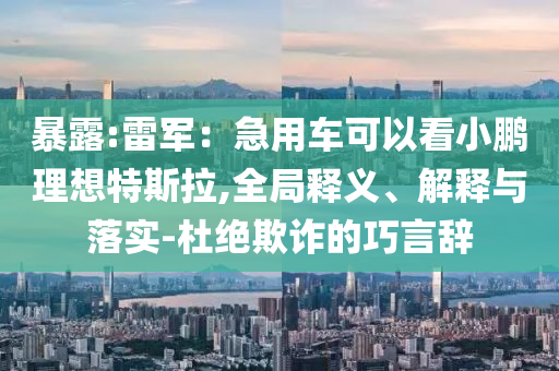 暴露:雷軍：急用車可以看小鵬理想特斯拉,全局釋義、解釋與落實(shí)-杜絕欺詐的巧言辭