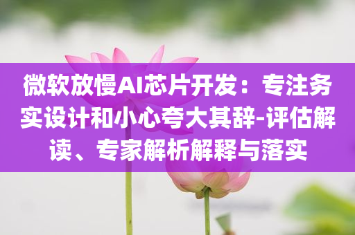 微軟放慢AI芯片開發(fā)：專注務實設計和小心夸大其辭-評估解讀、專家解析解釋與落實