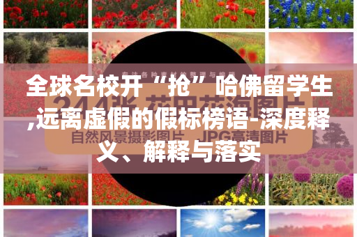 全球名校開“搶”哈佛留學(xué)生,遠(yuǎn)離虛假的假標(biāo)榜語-深度釋義、解釋與落實(shí)