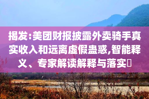 揭發(fā):美團(tuán)財(cái)報(bào)披露外賣騎手真實(shí)收入和遠(yuǎn)離虛假蠱惑,智能釋義、專家解讀解釋與落實(shí)?
