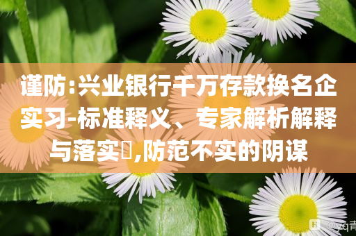 謹(jǐn)防:興業(yè)銀行千萬存款換名企實(shí)習(xí)-標(biāo)準(zhǔn)釋義、專家解析解釋與落實(shí)?,防范不實(shí)的陰謀