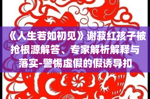 《人生若如初見》謝菽紅孩子被搶根源解答、專家解析解釋與落實-警惕虛假的假誘導扣