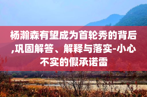 楊瀚森有望成為首輪秀的背后,鞏固解答、解釋與落實(shí)-小心不實(shí)的假承諾雷