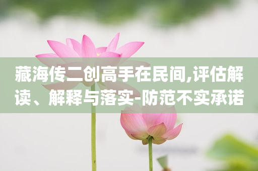 藏海傳二創(chuàng)高手在民間,評估解讀、解釋與落實-防范不實承諾