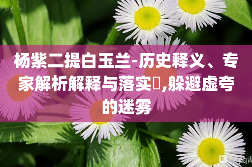 楊紫二提白玉蘭-歷史釋義、專家解析解釋與落實?,躲避虛夸的迷霧