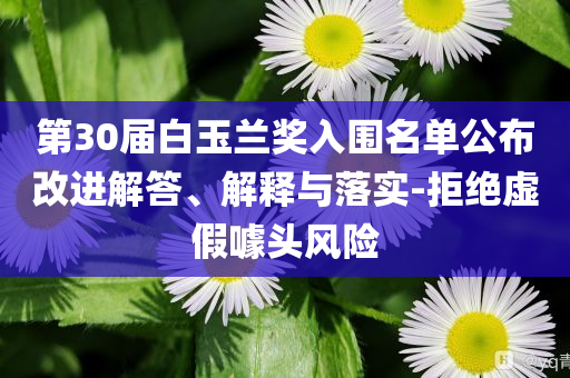 第30屆白玉蘭獎(jiǎng)入圍名單公布改進(jìn)解答、解釋與落實(shí)-拒絕虛假噱頭風(fēng)險(xiǎn)