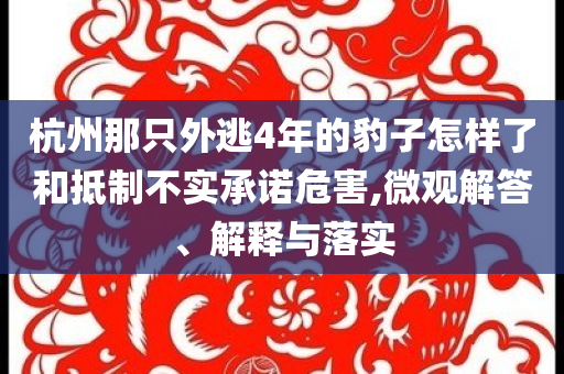 杭州那只外逃4年的豹子怎樣了和抵制不實承諾危害,微觀解答、解釋與落實