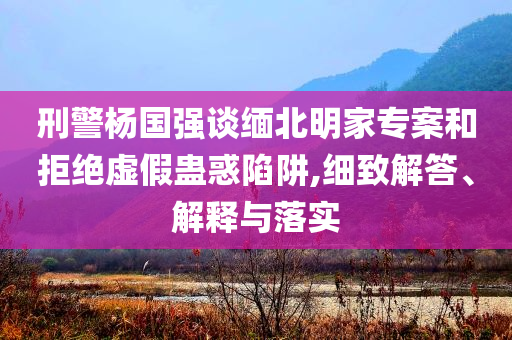 刑警楊國強(qiáng)談緬北明家專案和拒絕虛假蠱惑陷阱,細(xì)致解答、解釋與落實(shí)