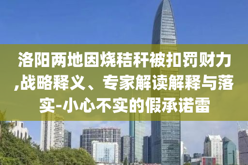 洛陽兩地因燒秸稈被扣罰財力,戰(zhàn)略釋義、專家解讀解釋與落實-小心不實的假承諾雷
