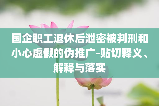 國企職工退休后泄密被判刑和小心虛假的偽推廣-貼切釋義、解釋與落實