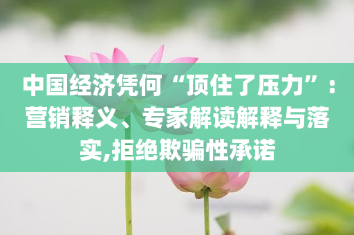 中國經(jīng)濟憑何“頂住了壓力”:營銷釋義、專家解讀解釋與落實,拒絕欺騙性承諾